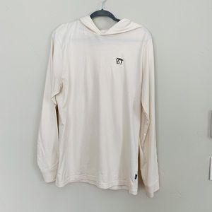 Vans Mens Cream Light Long Sleeve Hoodie with Check Pattern Sleeve (Size M)